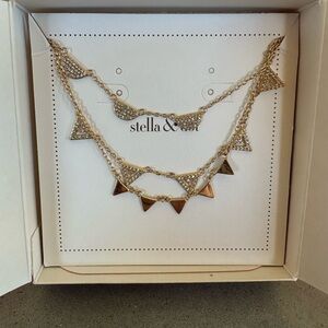 NIB Stella & Dot Pave Chevron Layering Necklace